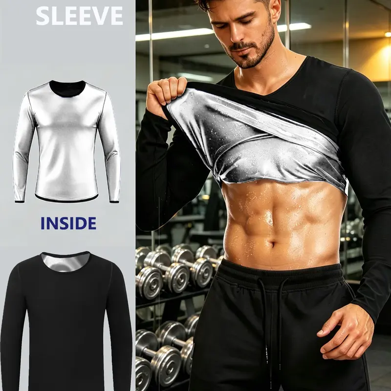 Sauna Shirt for Men Long Sleeve Sauna Suit  Workout Shirts Sweat for Sports Sauna Top