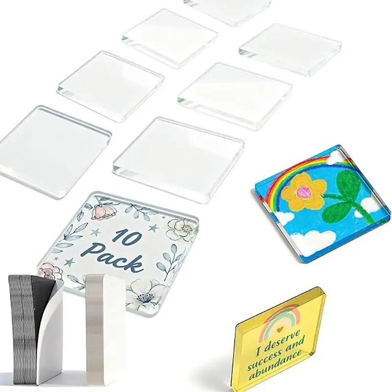 10/20 Pack Transparent Acrylic Refrigerator Magnets, DIY Magnetic Frames with Magnet and Adhesive Backing, Square for Crafts, Kitchen, Classroom, Party, Office Decor