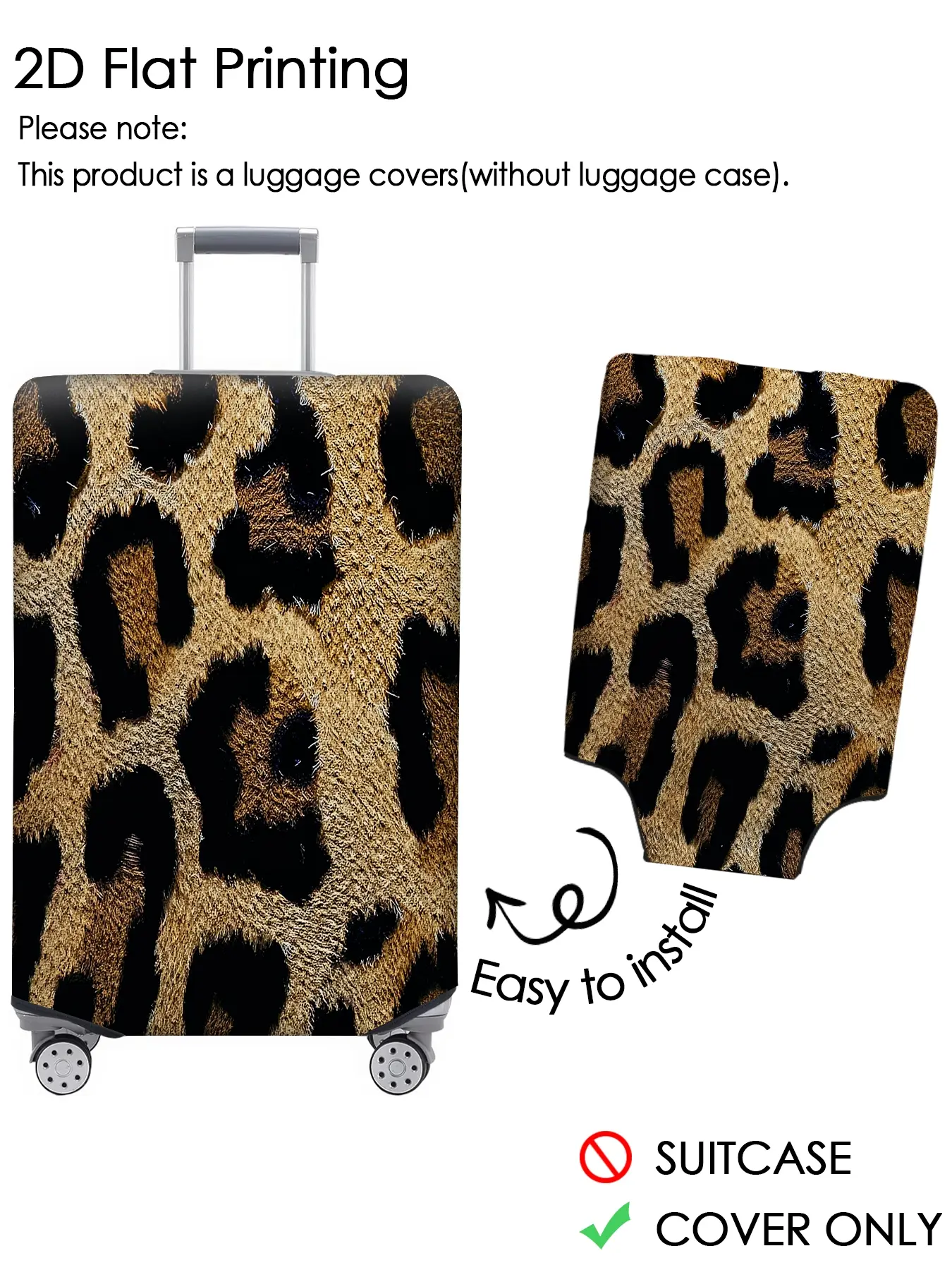 Black brown spliced leopard print pattern luggage cover, luggage protection cover, dust-proof, scratch resistant, personalized pattern not easily confused, suitable for 18-32 inch luggage, essential travel accessory