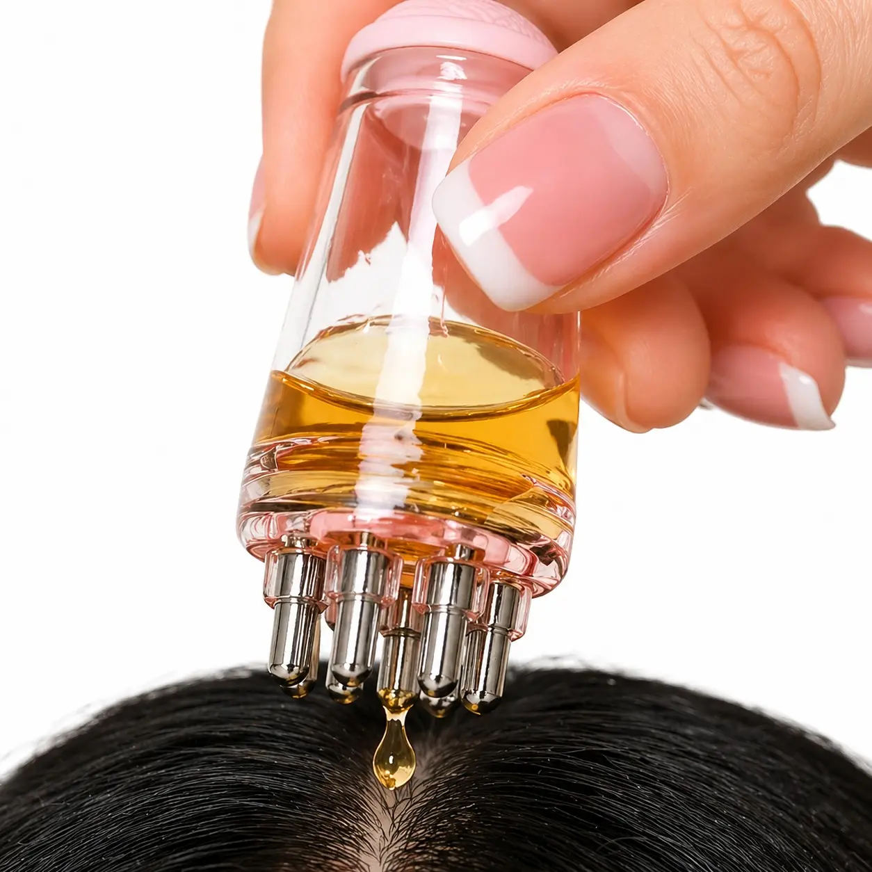 6ml Scalp & Hair Oil Applicator Brush, 2-in-1 Refillable Oil Dispenser and Silicone Massage Comb, Portable Root Care Bottle for Hair Serum, Essential Oil, Scalp Treatment & Travel Hair Care, Oil Bottles for Hair