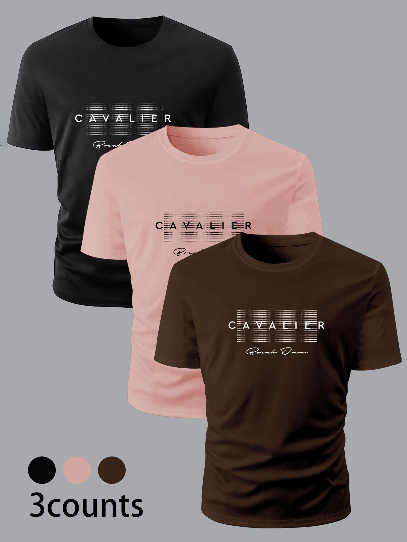 Men's Letter Print Round Neck Tee, Regular Fit Casual Short Sleeve T-shirt, Men's Summer Top for Daily Wear, Gym Tees, Athletic T Shirt