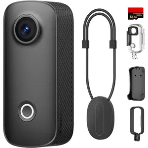 C100PRO 4K Thumb  Camera Standard Combo,2.5H Power,32g Light-Weight POV Camera with EIS stablization, Wearable Action Cam for Travel,30m  Underwater,Black