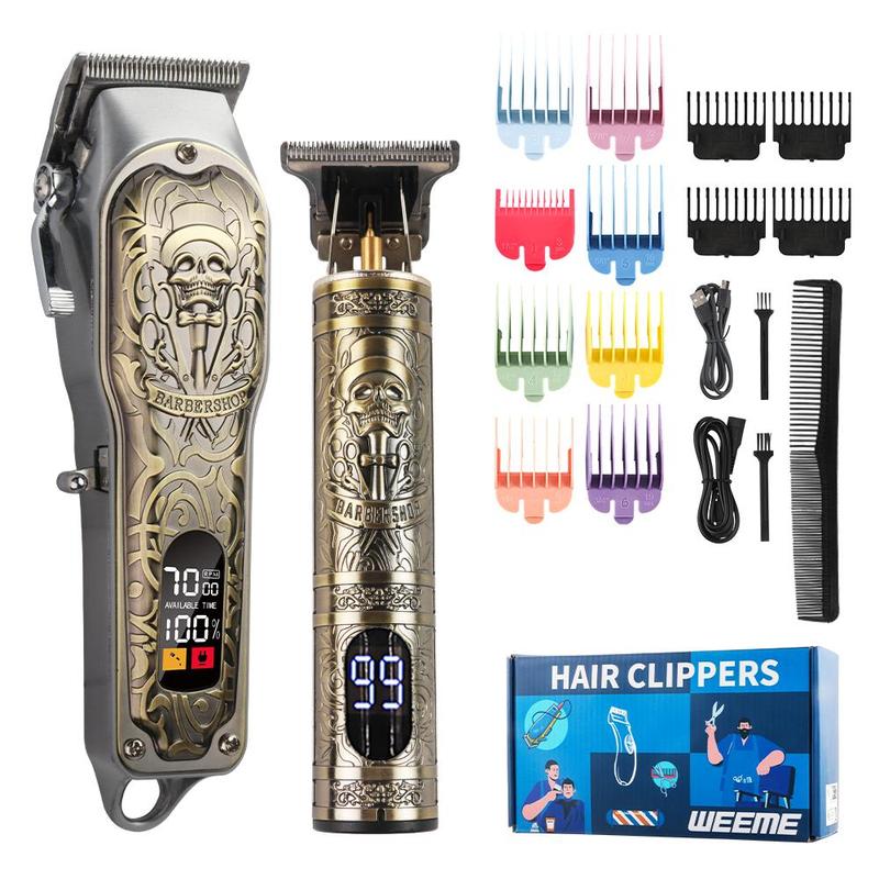 Professional Hair Clipper Set, 1 Box Rechargeable Hair Trimmer & T-blade Trimmer & Accessories, Hair Cutting Kit for Men, Barber Hair Clippers, Cordless Hair Trimmer, Multifunctional Hair Trimmer