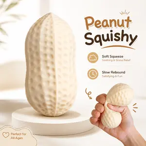Cute Peanut Squishy Slow Rising Squeeze Toy Kawaii Fidget Sensory Toys for Kids Adults Anti Anxiety Stress Relief ADHD Hand Exercise Relaxation Tool Mystery Surprise Gift Aesthetic Desk Accessories Office Decor Summer Party Favor