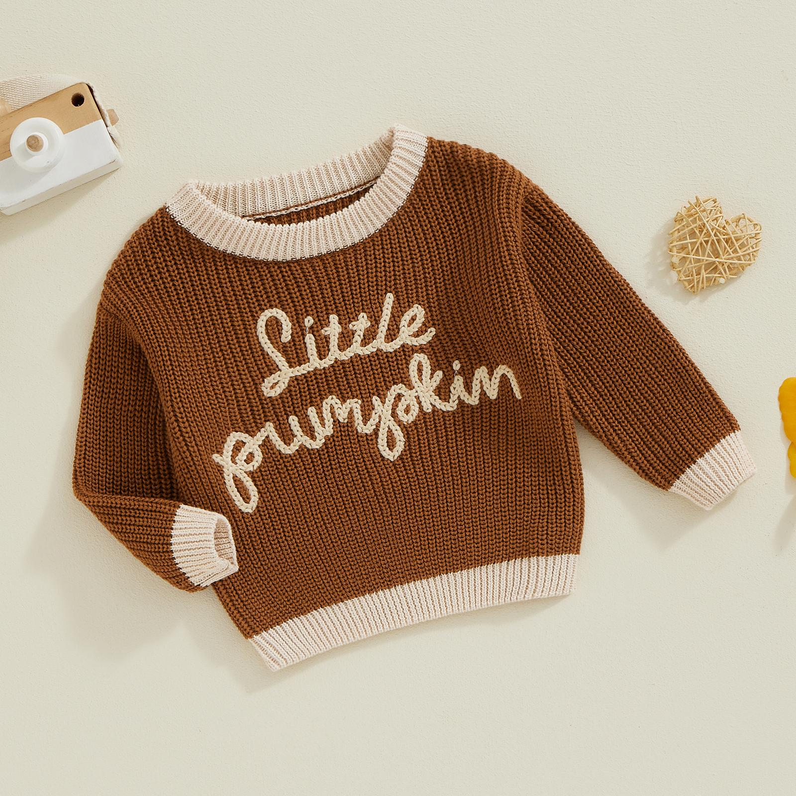 Newborn Baby Boy Girl Halloween Knit Sweater Little Pumpkin Long Sleeve Round Neck Pullover Knitwear Fall Clothes