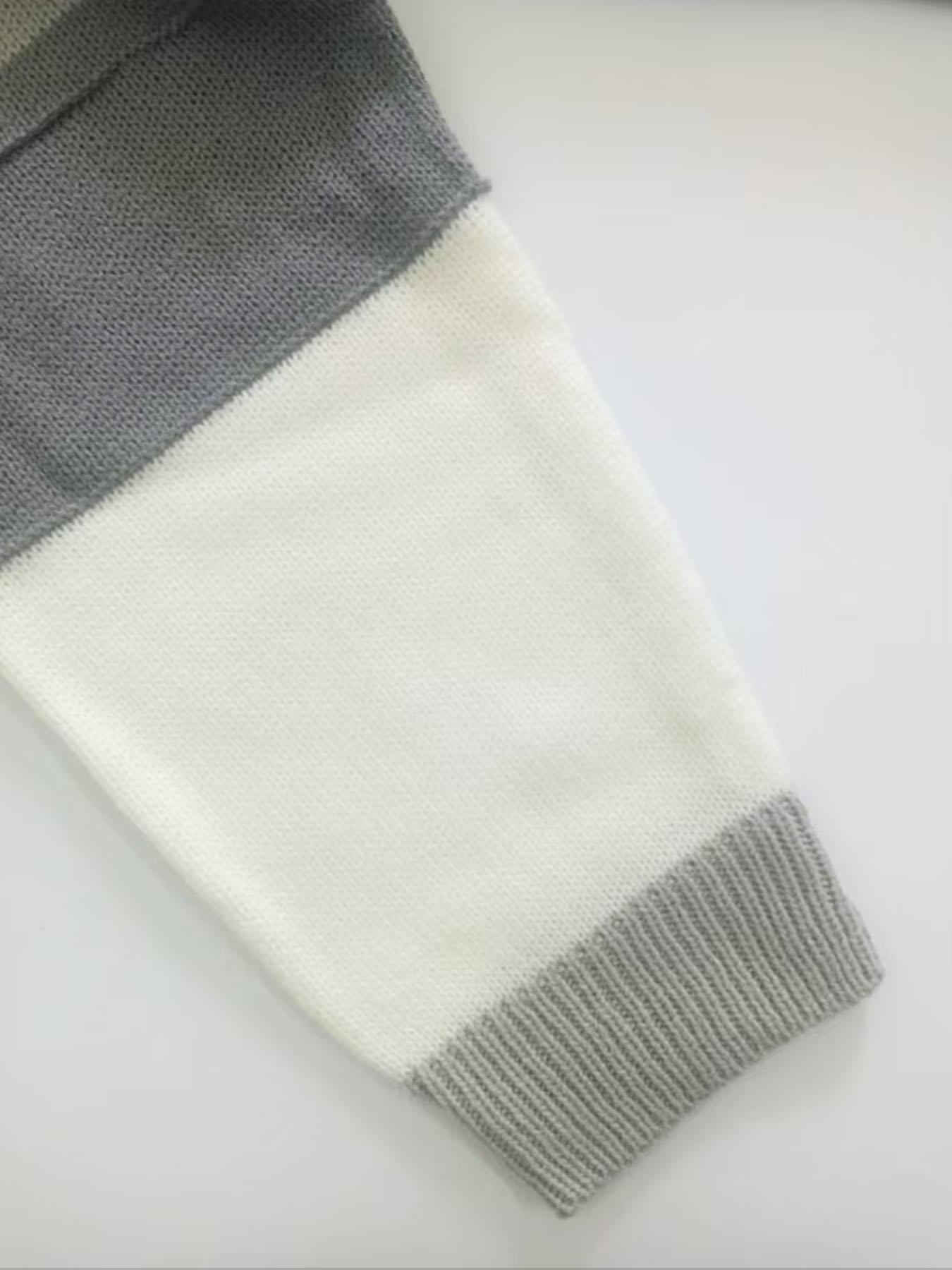 Plus Size Colorblock Drop Shoulder V Neck Sweater Knitwear, Casual Long Sleeve Jumper for Fall & Winter, Women's Plus Clothing for Daily Wear