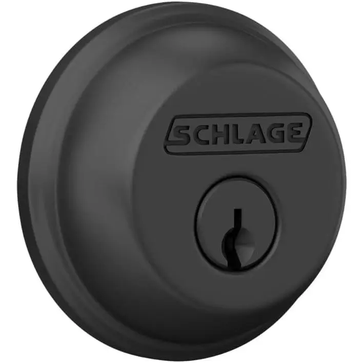 Schlage B60 N 622 Deadbolt, Keyed 1 Side, Highest Residential Security, Matte Black
