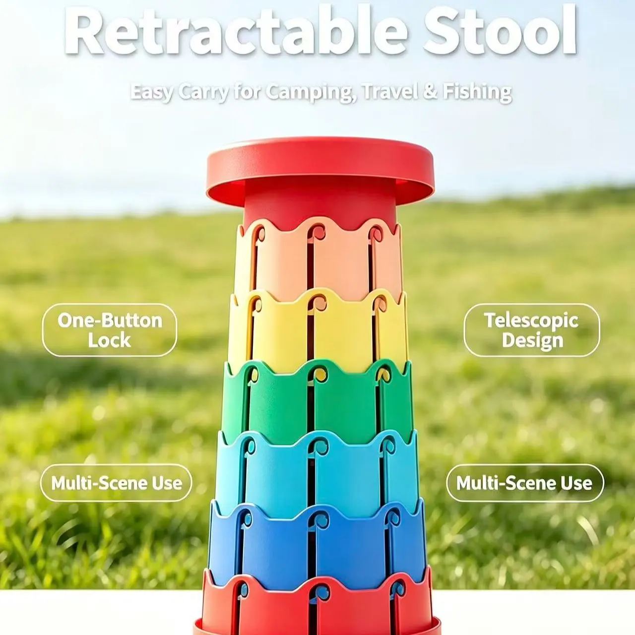 Portable Folding Stool, Adjustable Rainbow Chair, Outdoor Stretching Bench, Home Shoe Changing Seat, Compact Picnic Table