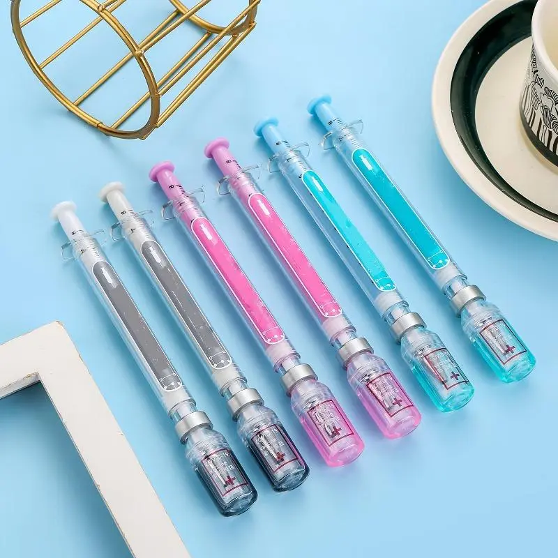 6pcs/set Medical Syringe Gel Ink Pens - Realistic Squeeze-Activated Rollerball Pens with Gel Refill System, Squeeze-to-Write Action for Nurses, Doctors, Medical Students - Durable Plastic Vaccine-Themed Writing Tools College Student Pen