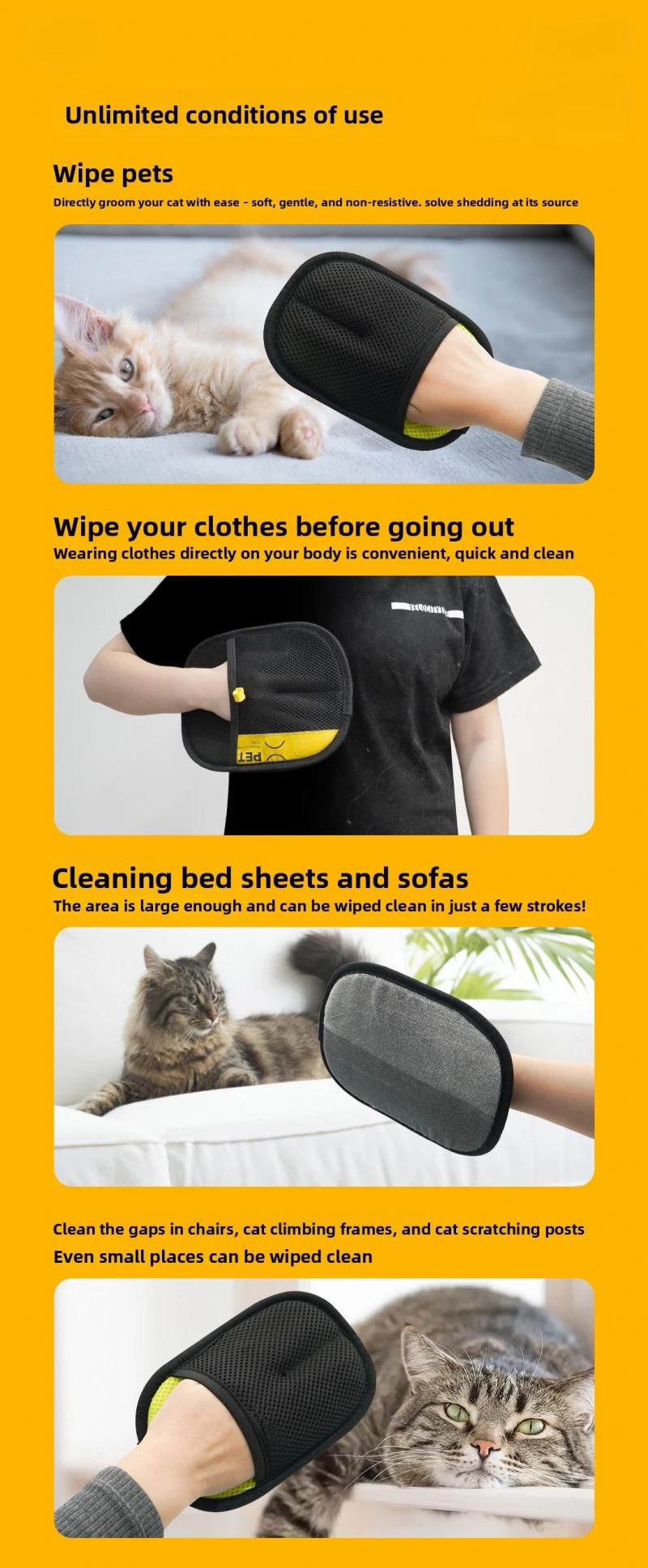 Upgrade Large Pet Hair Removal Grooming Gloves Static Fur Remover for Cat Dog Sofa Carpet Clothes