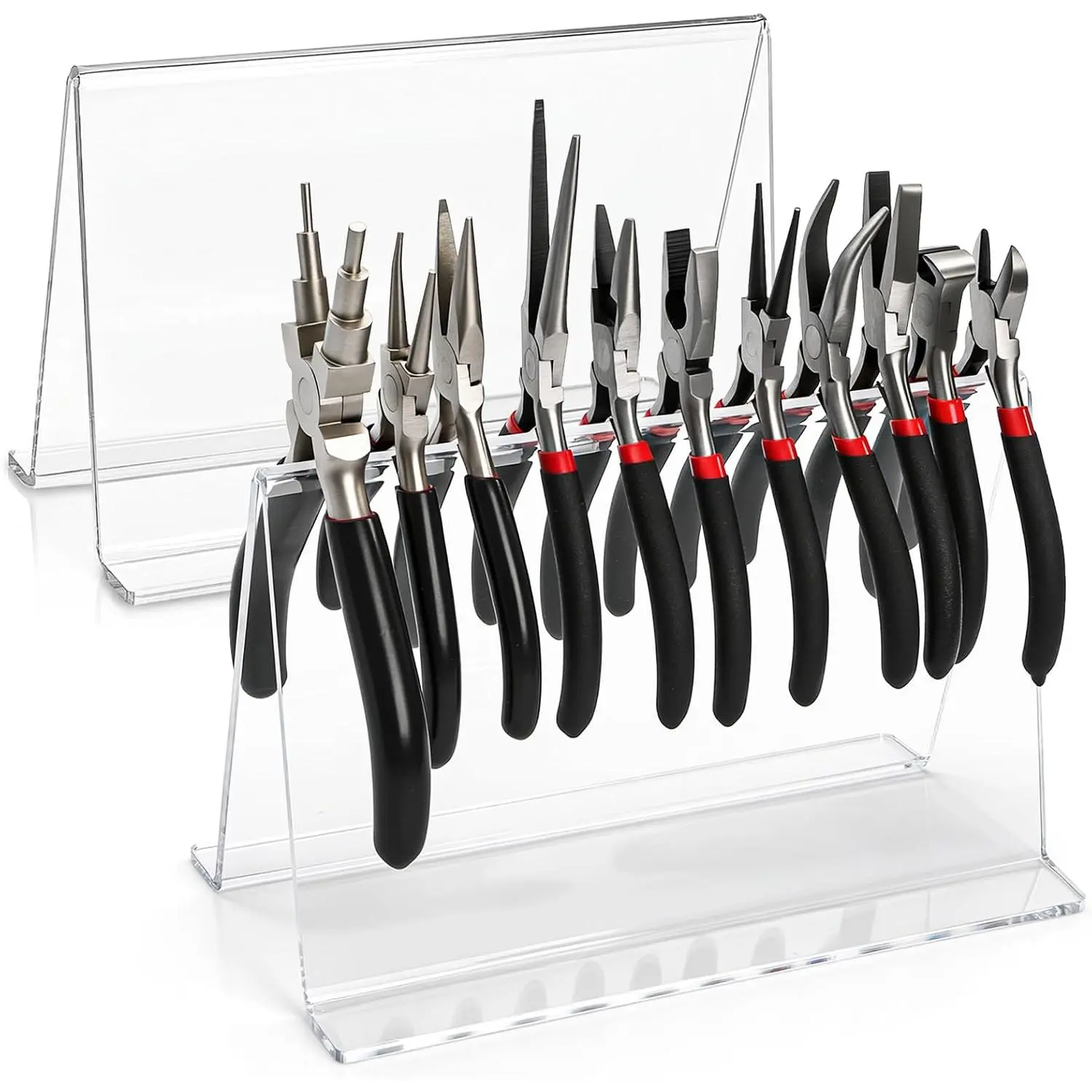 2 Pack  Pliers Rack, 8 x 4 x 5 Inch |  Plier Organizer Racks, Mini  Making Tools Stand Storage Holder for Work Bench, Studio, Workshop Accessories
