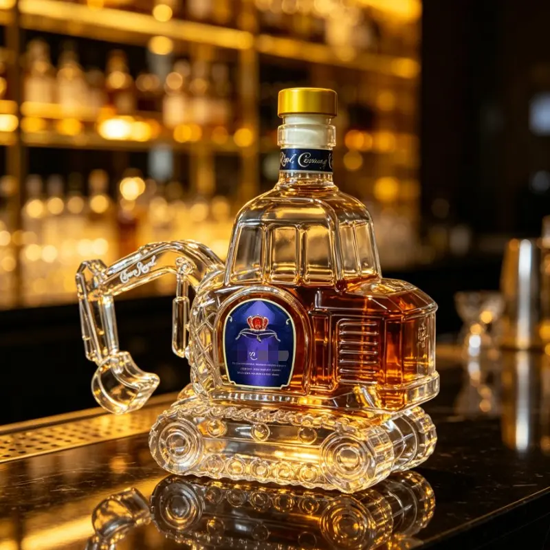 3D Sculpted Excavator Glass Decanter, Unique Whiskey Bottle for Home Bar, Great Gift for Whiskey Lovers, Collectors & Construction Enthusiasts