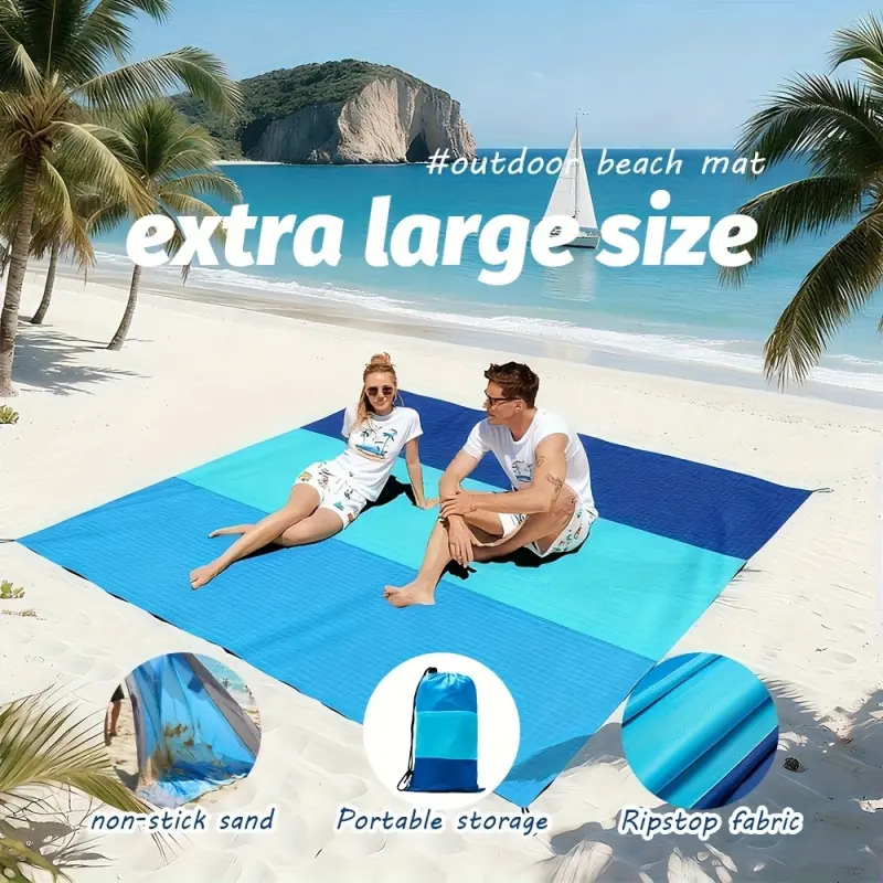 4-7 Person Large Beach Blanket, Lightweight Sand-proof Picnic Mat, Foldable Outdoor Cushion for Beach, Travel, Camping, Hiking and Group Outdoor Use Camping Gear