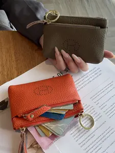 Leather Coin Purse for Women, New Style Compact Card Holder, Elegant High-End Mini Wallet, Zippered Leather Coin Bag, Stylish Accessory