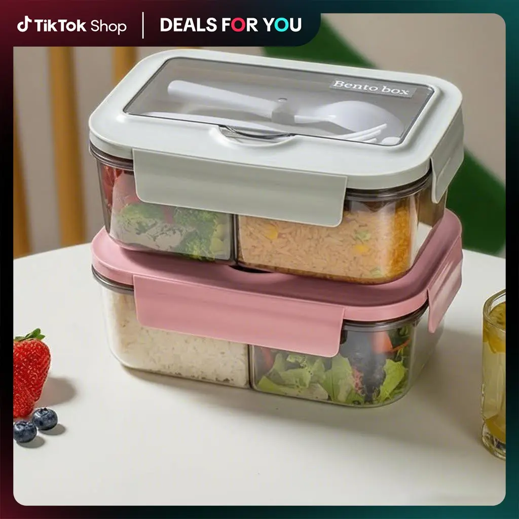 Double Layer Leak-Proof Lunch Box, Meal Container, Large Capacity Microwave Safe, Ideal for Work, Nutritional Partitioning, Balanced Diet, Fast Food Replacement