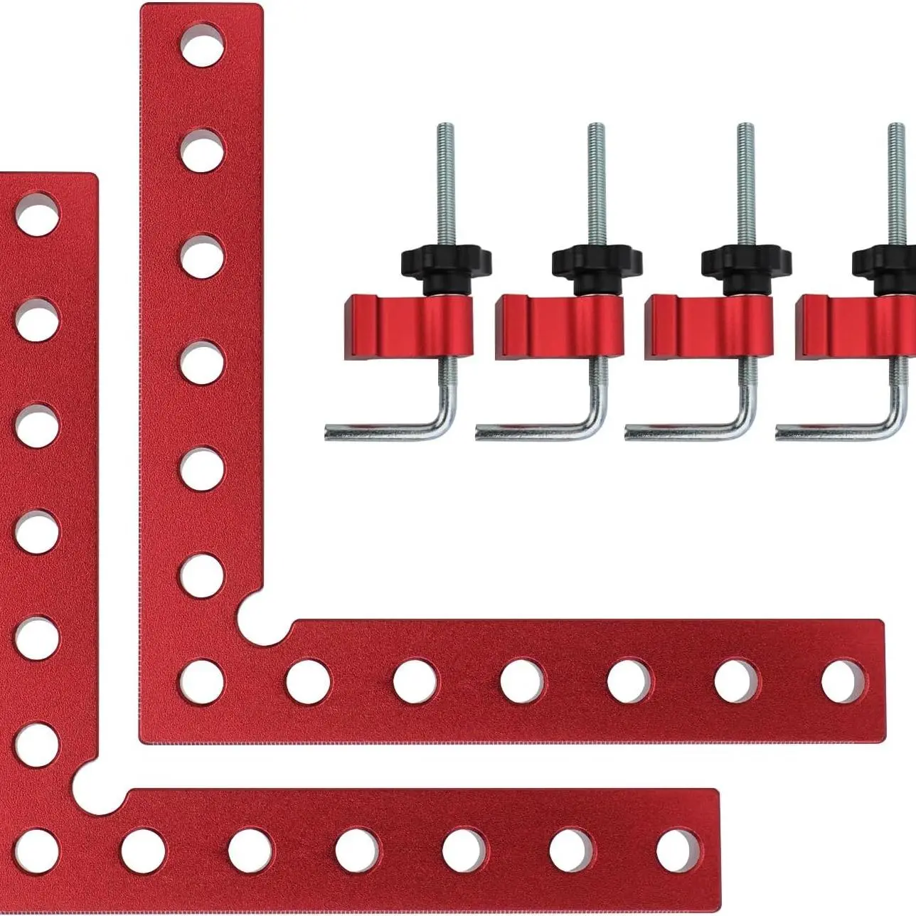 GJANSH Corner Clamp for Woodworking,90 Degree Right Angle Clamps,4 Pack 5.5" x 5.5" Aluminum Alloy Woodworking Carpenter,Positioning Clamping Square Tool for Picture Frames, Boxes,Cabinets or Drawers