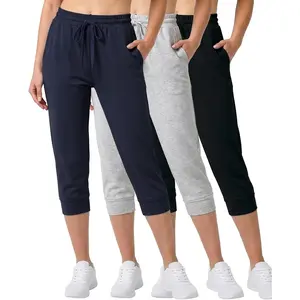 3-Pack: Women's Ultra Soft Lounge Capri Joggers Sweatpants Athletic Yoga with Pockets(Available in Plus Size)