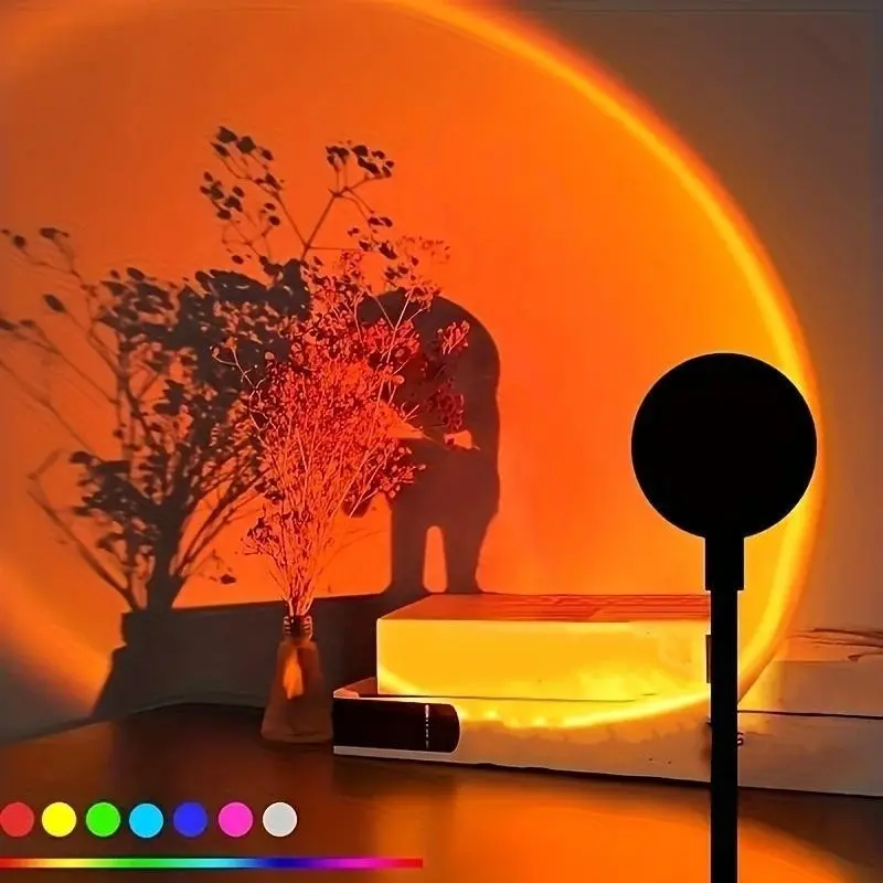 Mini Creative Rainbow Sunset Lamp, USB Powered Ambient Lighting, Led Decoration Lamp, Seven Color Adjustment, Ideal for Halloween, Christmas, Parties, Camping, Led Mood Lamp