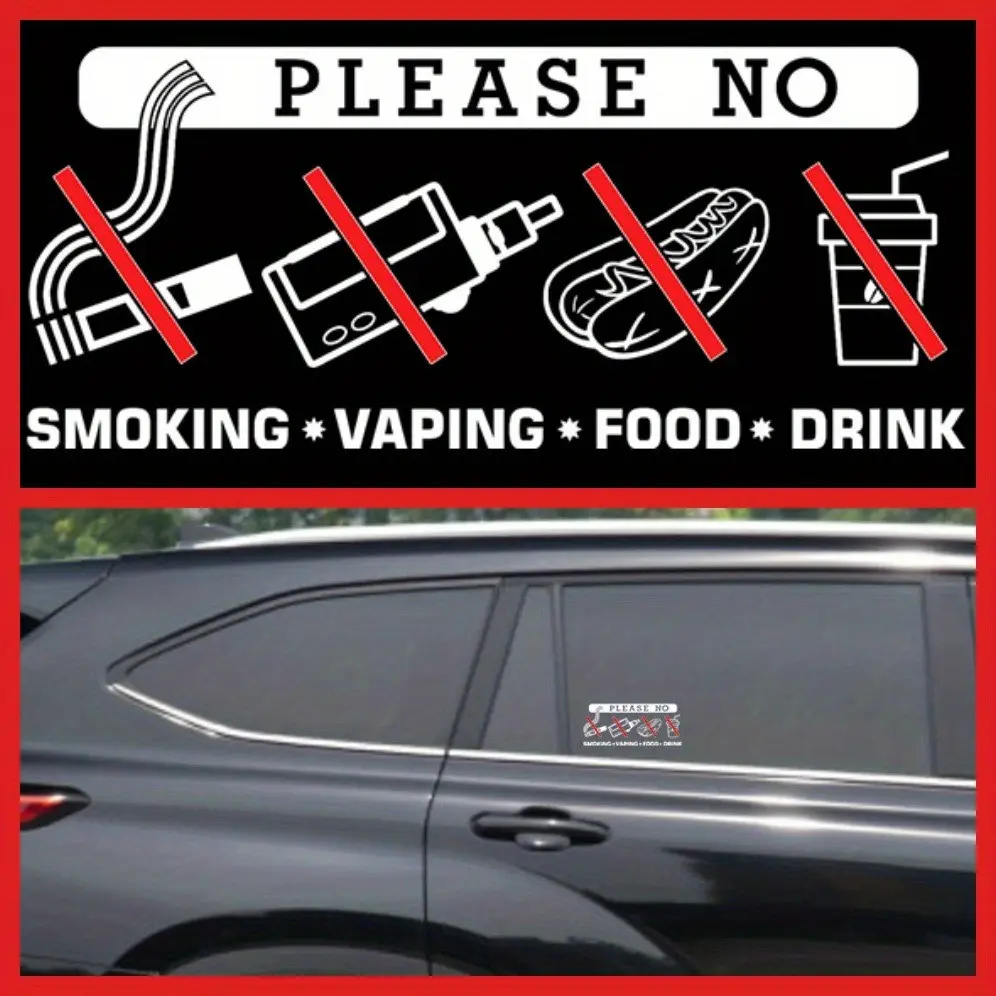 Visual Deterrent Warning Sticker, No Smoking Sign, Food & Beverage Label, Car Taxi Ride-Hailing Platform, Food Transport Vehicle, School Bus, Stickers For Cars