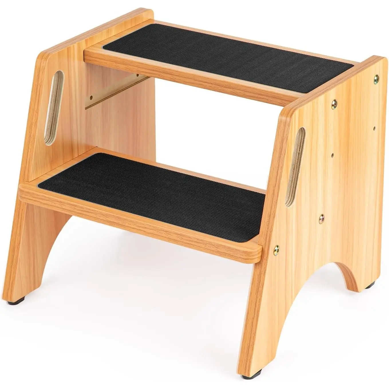 Wooden Step Stool, 15" Dual Height Step Stools, Easy to Clean, Potty Training Stool with Handles, 300 lbs Capacity for Bathroom Sink, Kitchen, Bedroom