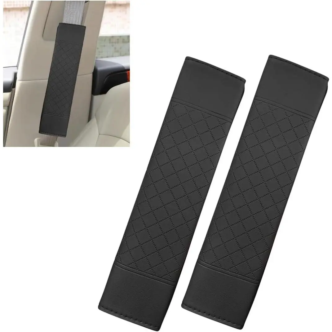 2 count  Seat Belt Cover, Soft Seatbelt Cushion for  Comfortable Driving, Leather  Strap Pad, Safety Breathable Harness Pad Protect Your  and , Fits   (Black)