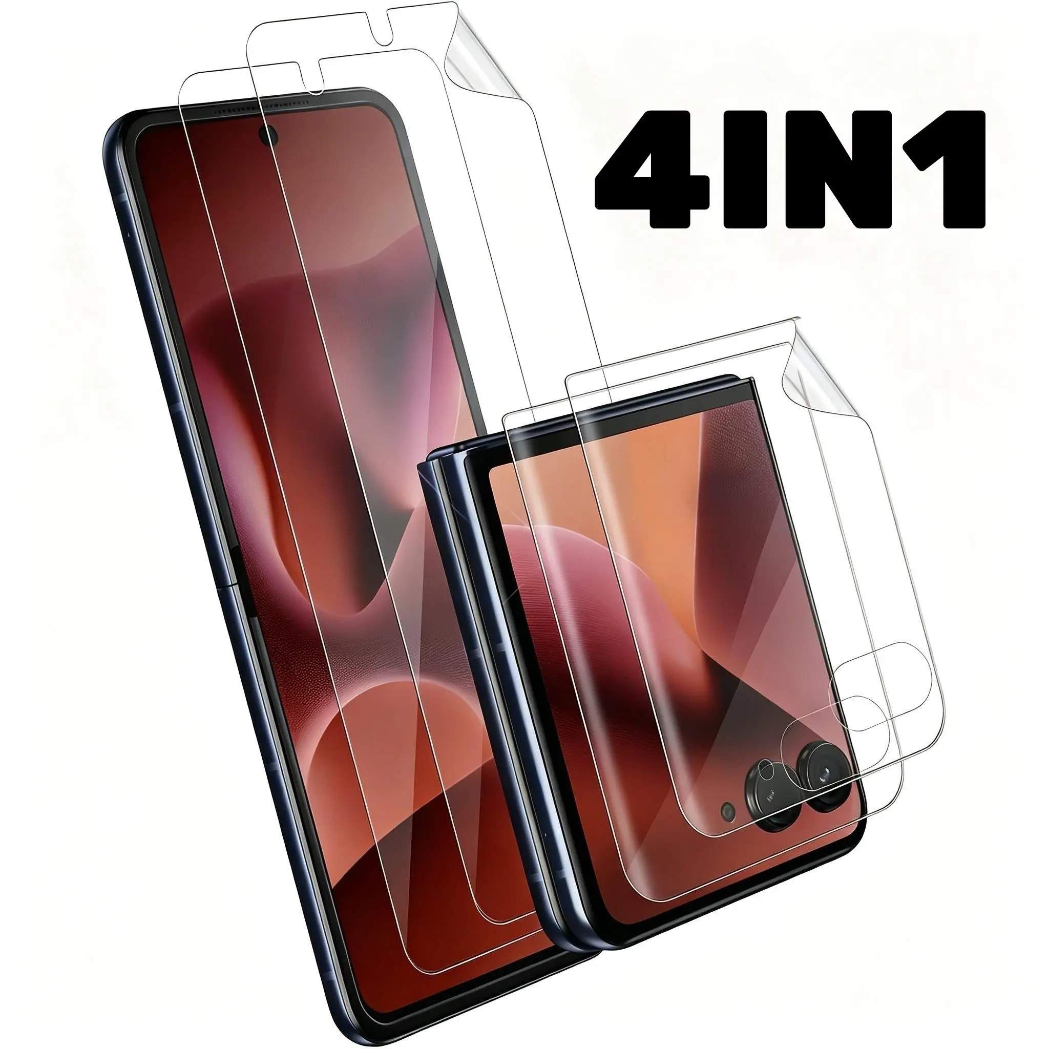 4in1 Hydrogel Film Screen Protector for Moto Razr 70 70 Ultra 60 60 Ultra 2026/2025 Soft Screen, Fingerprint Recognition Compatible, Anti-scratch, Anti-fingerprint, Full Coverage