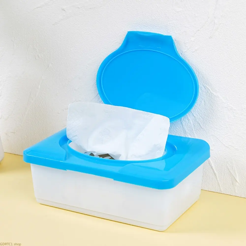 Minimalist Refillable Facial Tissue Box with Snug Seal Lid, Dust-Proof Plastic Wipe Dispenser, Bathroom Home Organization Accessory for Travel Bags