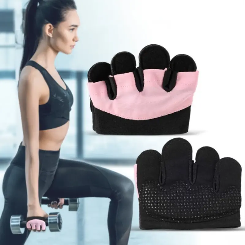 Women's Half Palm Fitness Gloves, Silicone Non-Slip Palm Pads, Breathable Anti-Callus Sports Gloves for Weightlifting, Yoga, Cycling, Workout Training