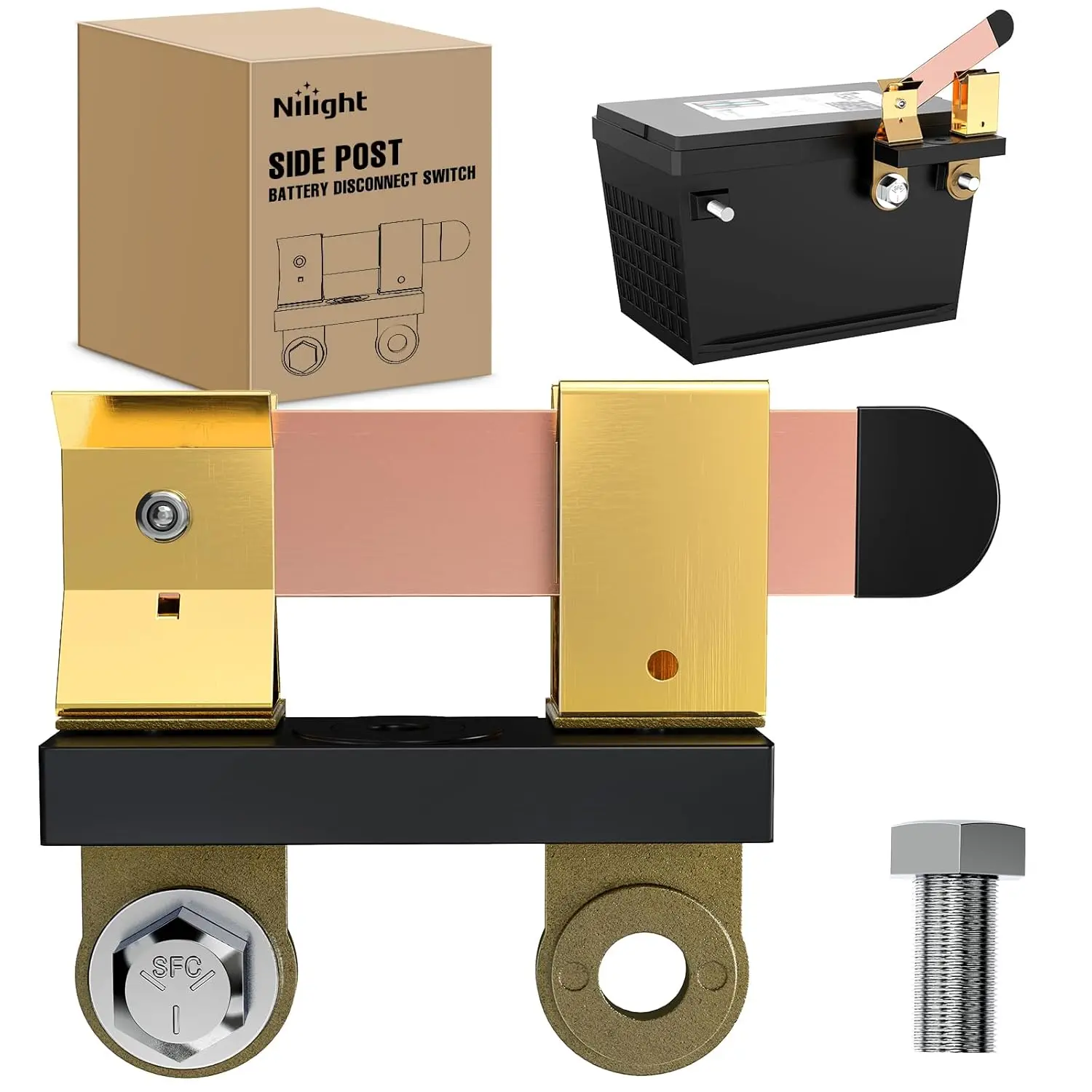 Nilight Side Post Knife Blade Master Switch, 12V-24V 250A Continuous Vehicle Battery Disconnect Isolator (3/8" Hole Only) for Car, Boat, Ship Batteries, Automotive & Motorcycle Replacement Parts