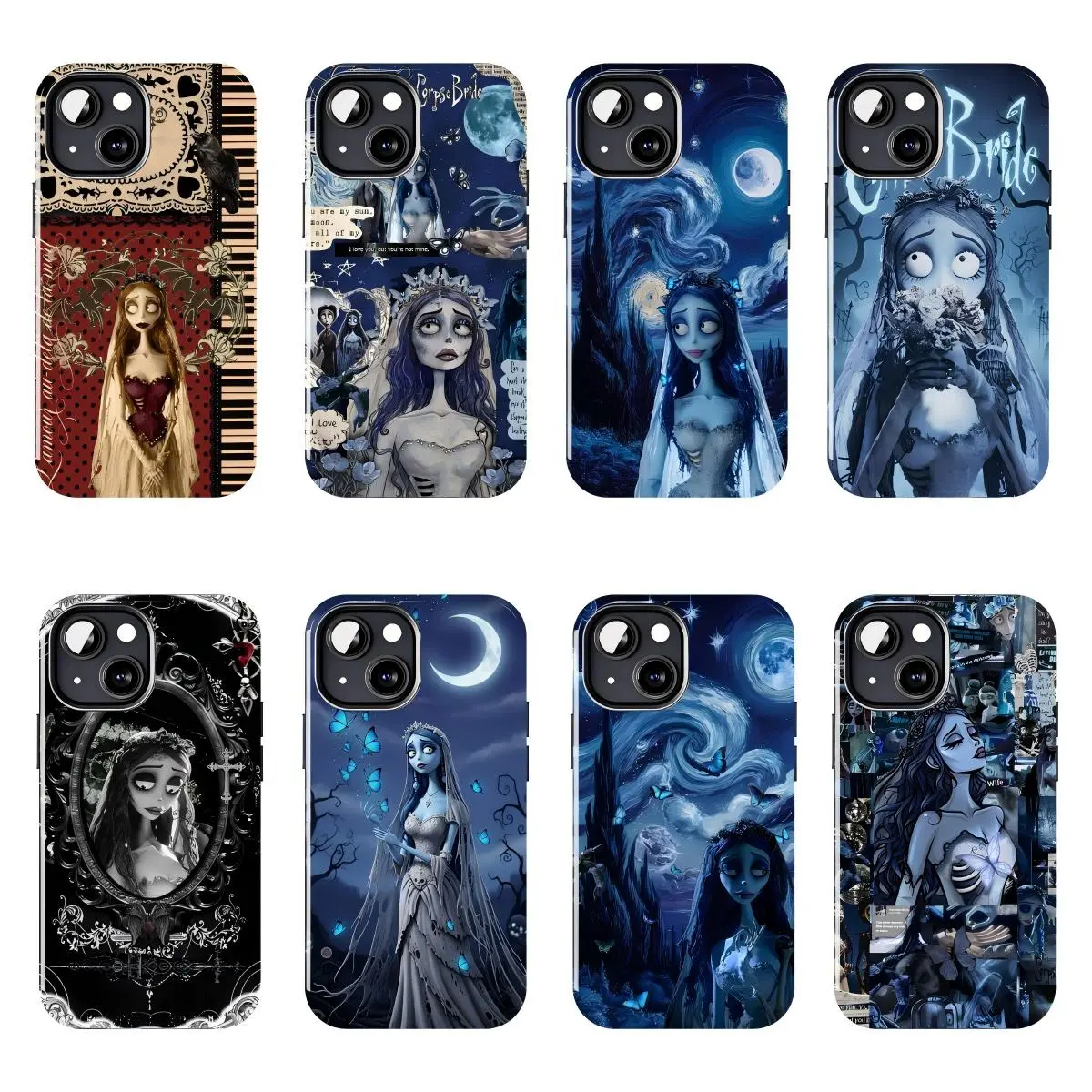 Gothic Theme Corpse Bride Emily Phone Case for Dark Fantasy Fans - Moonlit Scenes Design, Durable Protect Cover, Easy Installation, Series Support for iPhone 11-17 Pro Max/Plus & Samsung Galaxy S23-S25 (Mobile Accessory)