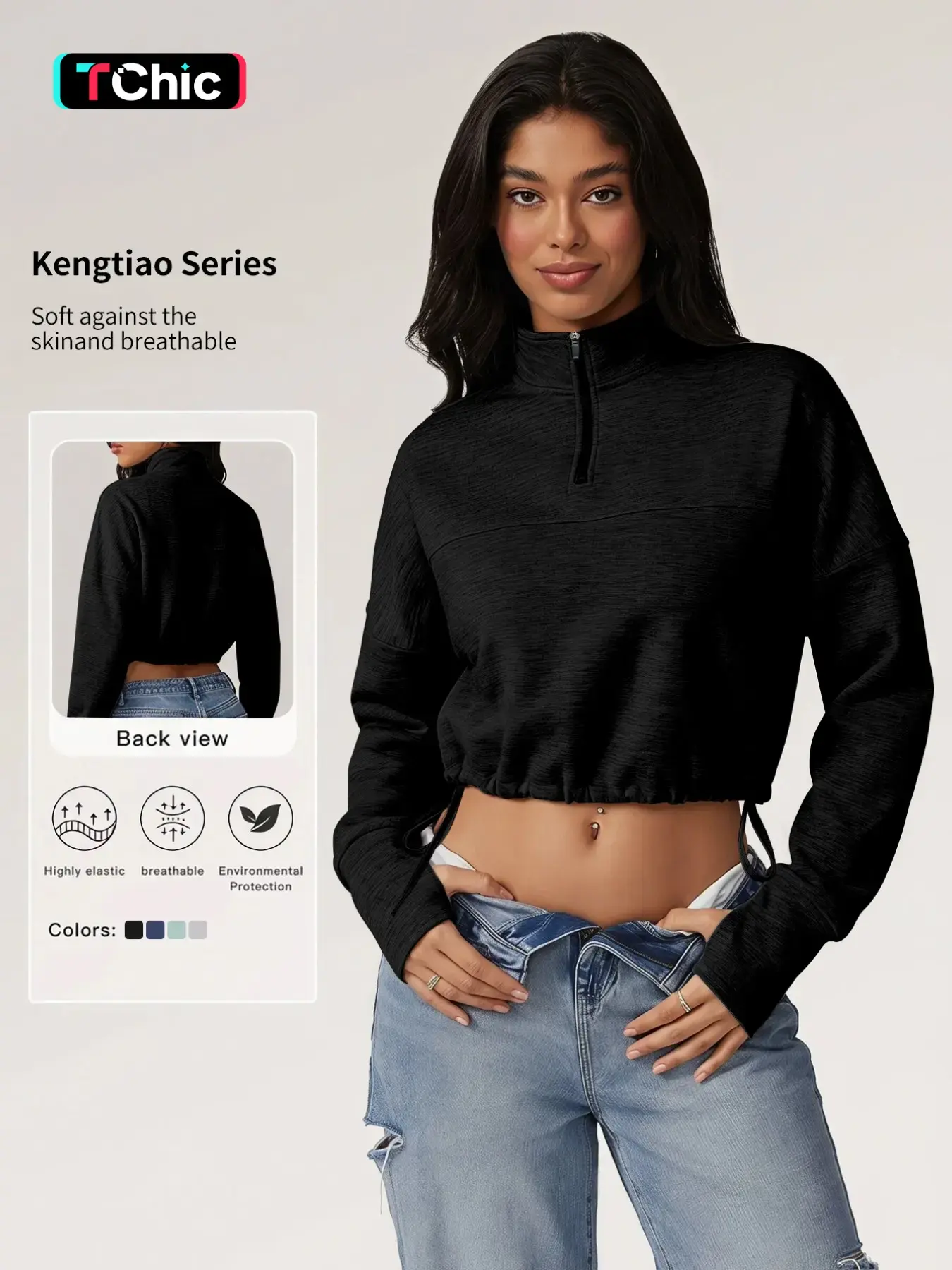Women's Casual Long Sleeve Sweatshirt, Fitted Zipper Design, Warm Windproof Yoga Gym Training Top, Soft Skin-Friendly Sportswear, Yoga Workout Top