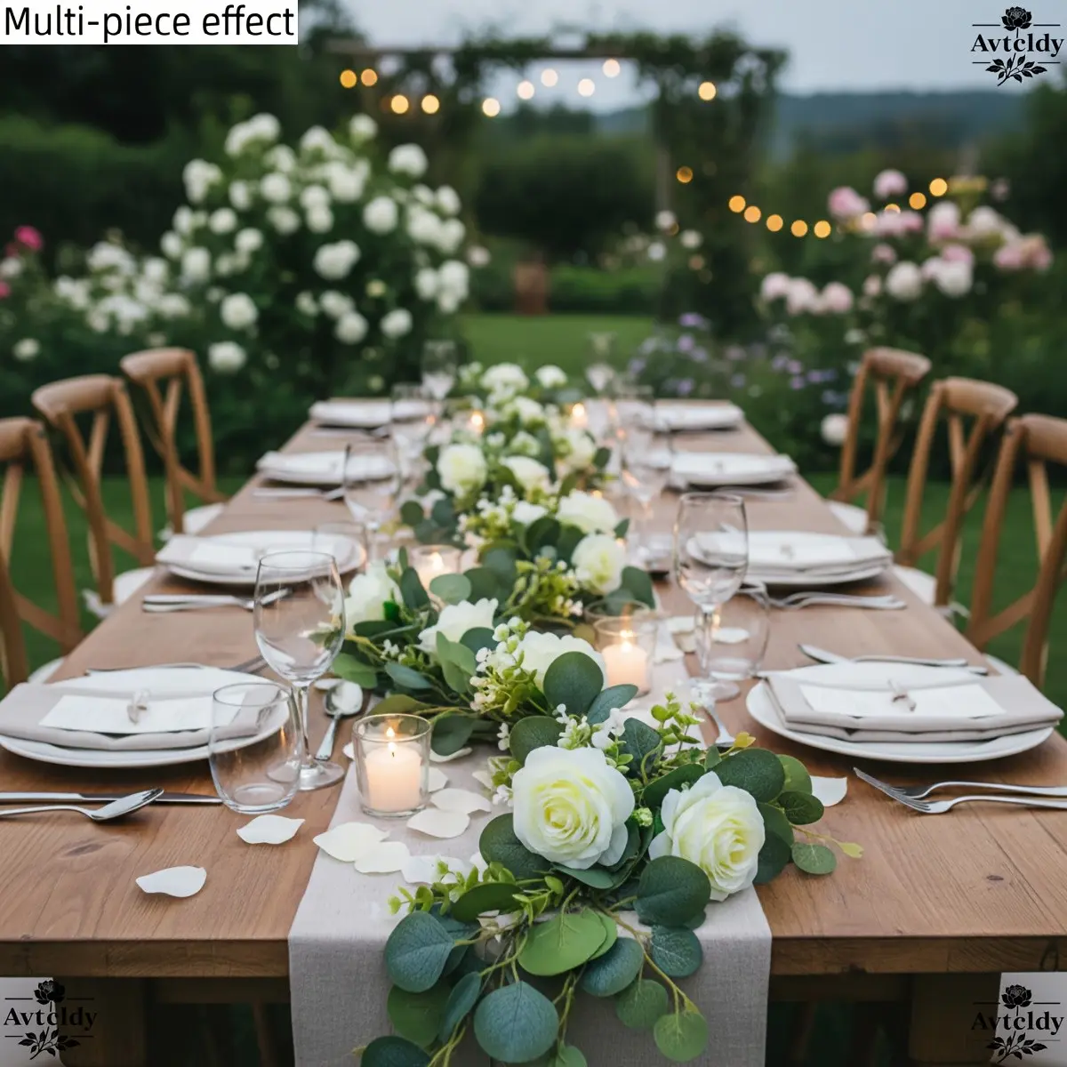 3pcs Outdoor Eucalyptus Rose Wreath, Realistic Artificial Outdoor Flowers for Home Garden Wedding Decor, Indoor Outdoor Seasonal Decoration