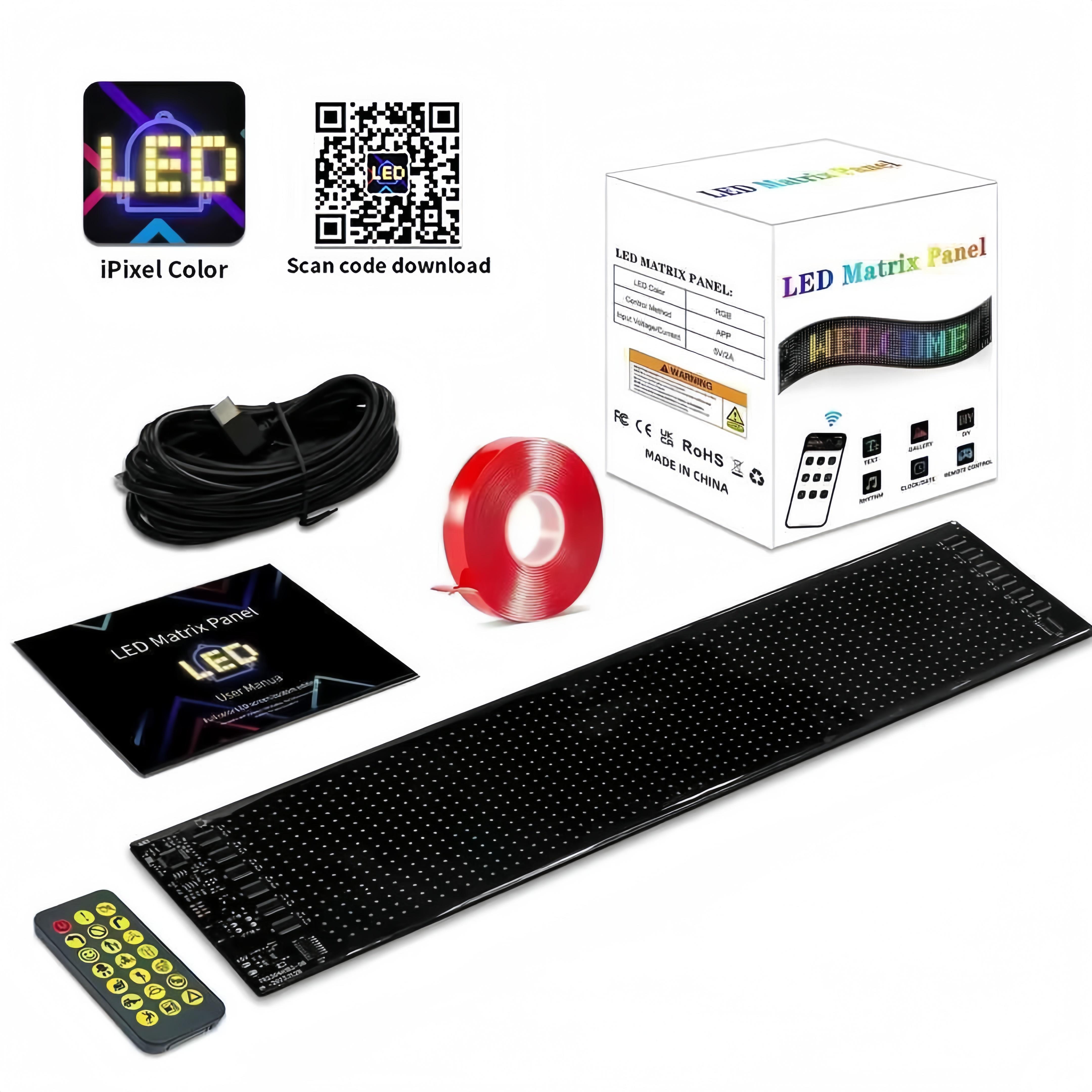 Programmable LED Car Window Display, Ultra Thin Flexible Scrolling LED Sign for Windshield, Custom Text and Animation with APP and Remote Control, USB Powered LED Car Light for Cars and Trucks christmas decoration gift Vehicle fun car accessories