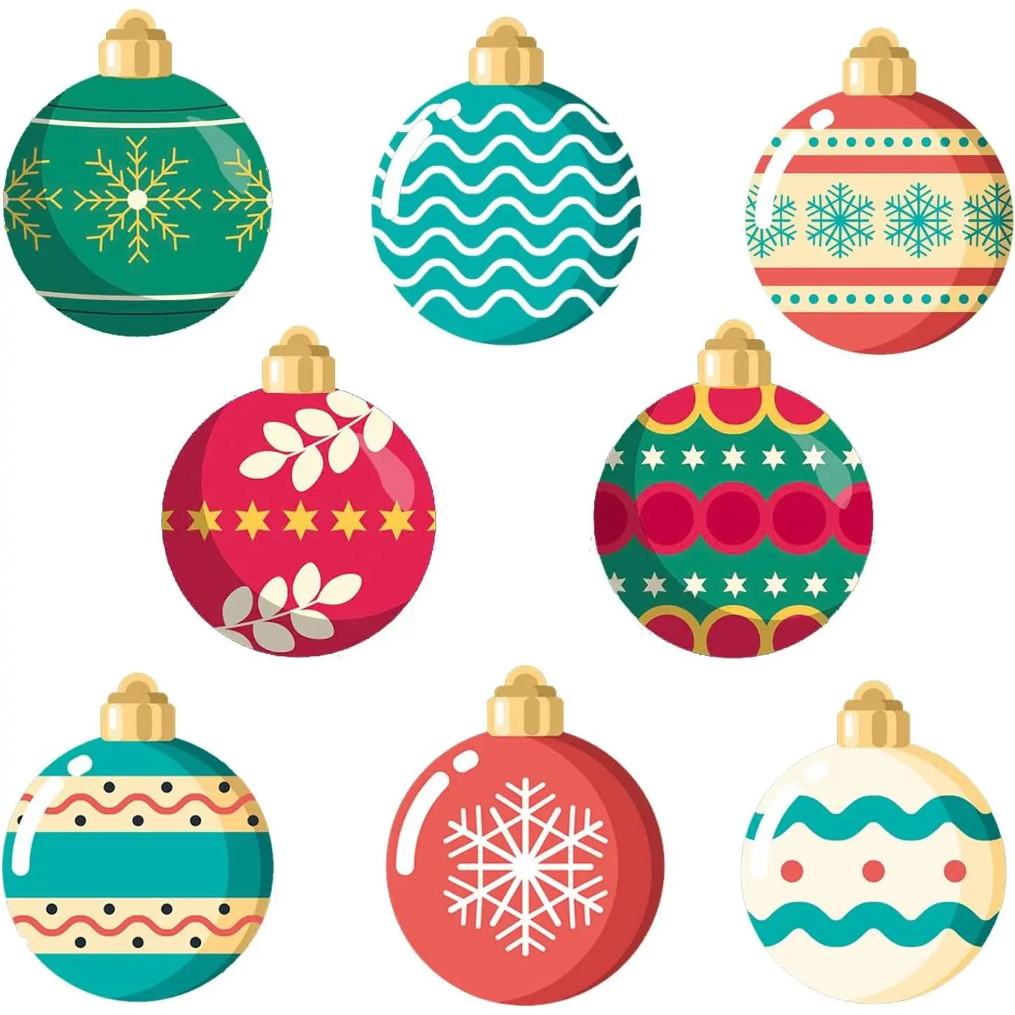 56 Pieces Modern Christmas Cardboard Cutout Ornaments, 4x5 in Colorful Decorations for Holiday Tree, Classroom, Door, Wall, Window, Holidays, Ball Shapes