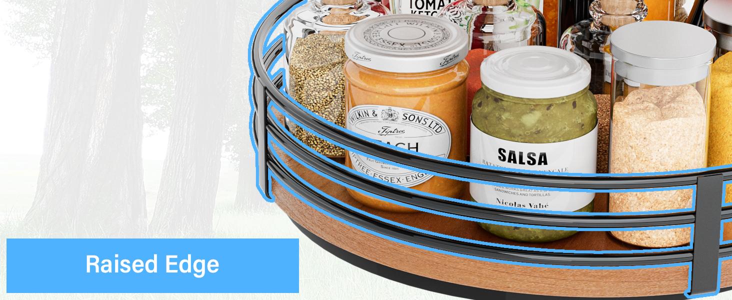 Lazy Susan Turntable Organizer Adjustable - 2 Tier Wood Rotating Spice Rack 12 Inch Lazy Susan for Kitchen Countertop Cabinet Pantry Cupboard Dining Table Bathroom Coffee Bar Home Storage