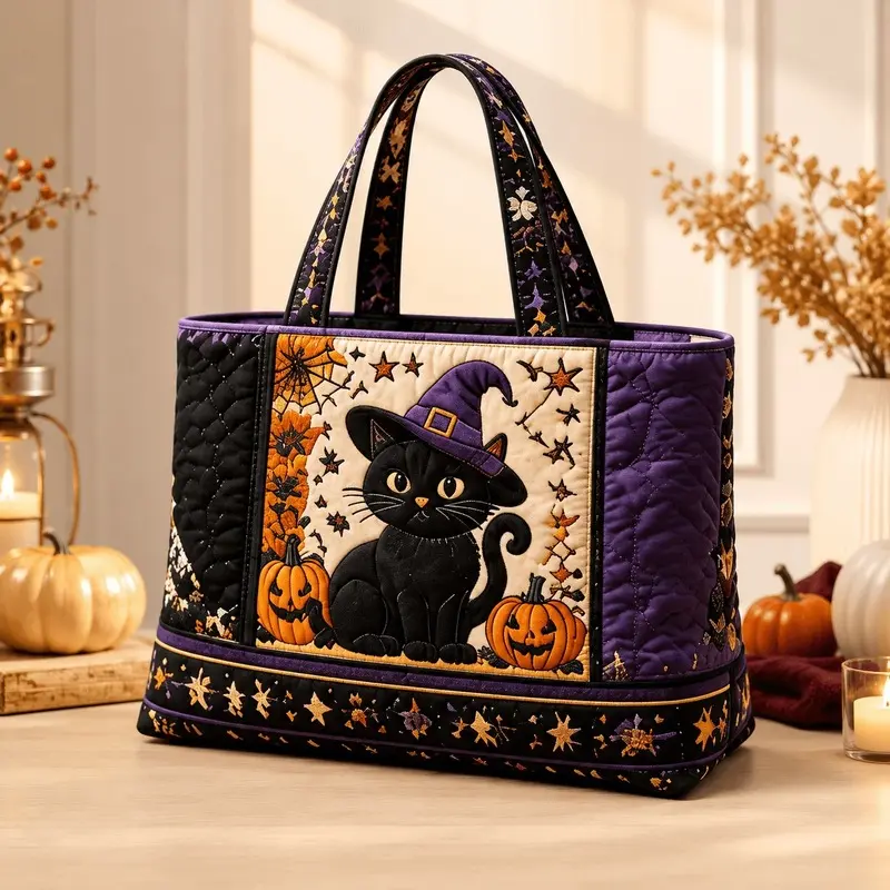 Fashion Halloween Digital Print Handbag Shoulder Bag, 600D Oxford Fabric Multi‑Purpose Holiday Party Tote Bag