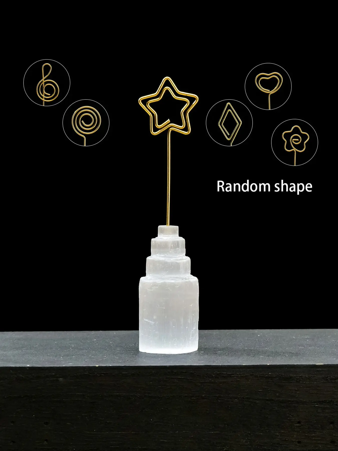 Natural Selenite Tower Desk Memo Clip, Photo Holder, Office Desktop Decor, Gift Idea, Elegant and Functional