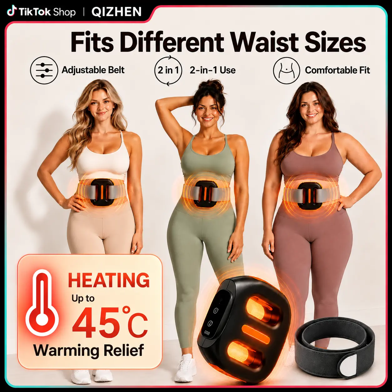 Cordless Mini Fascia Ring Massager 2026 - Wearable Unisex Fit Muscle Relief Device with Adjustable Long Strap, High-Density Multi-Pulse Hands-Free Design, Breathable Fabric, Easy Controls for Waist & Back Portable Fitness Gift