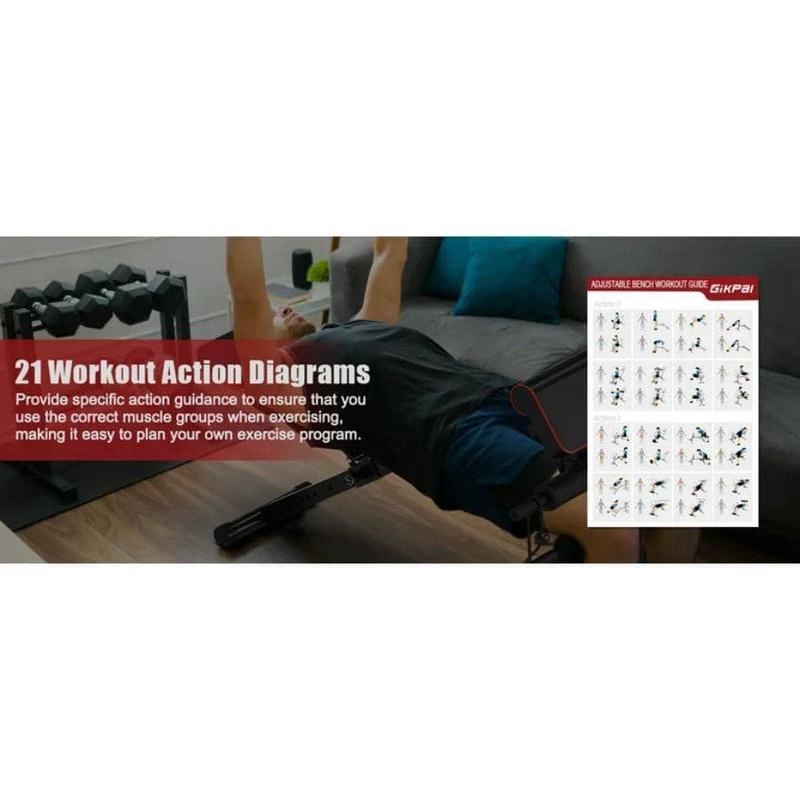 GIKPAL 7 Positions Adjustable Weight Bench,With Extended Headrest And Leg Extension,Foldable Workout Bench Press For Full Body Strength Training,Maximum 770 Lbs Spring Arm Trainer Neoprene Waist Trimmer Belt Foldable Treadmill with LCD Display Women's Hex