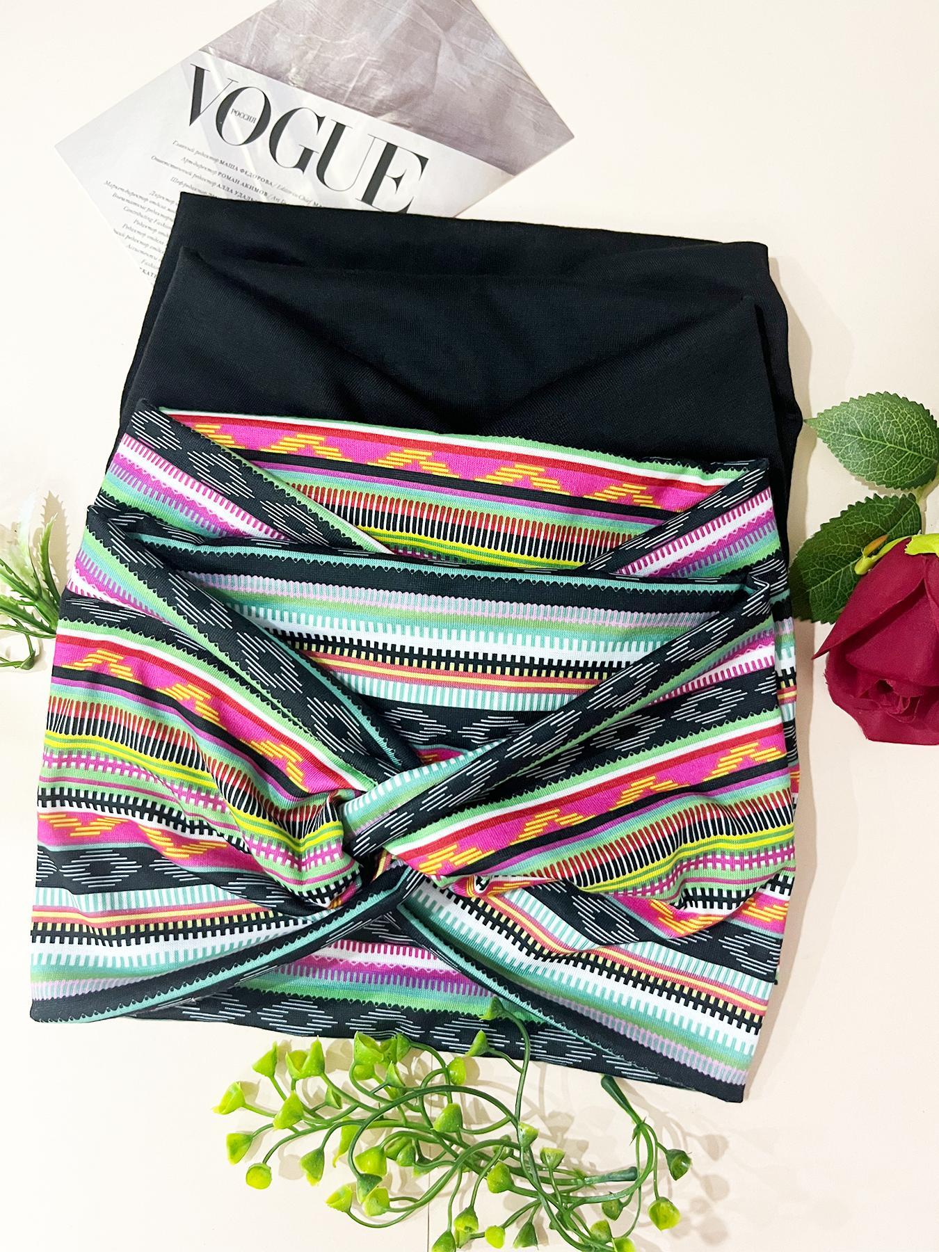 Stylish crossover bohemian hair bands with diverse patterns like leopard and paisley prints. Elastic, comfortable, non-pinching, anti-slip wide-band—must-haves for outfits. Zigzag Headband Boho