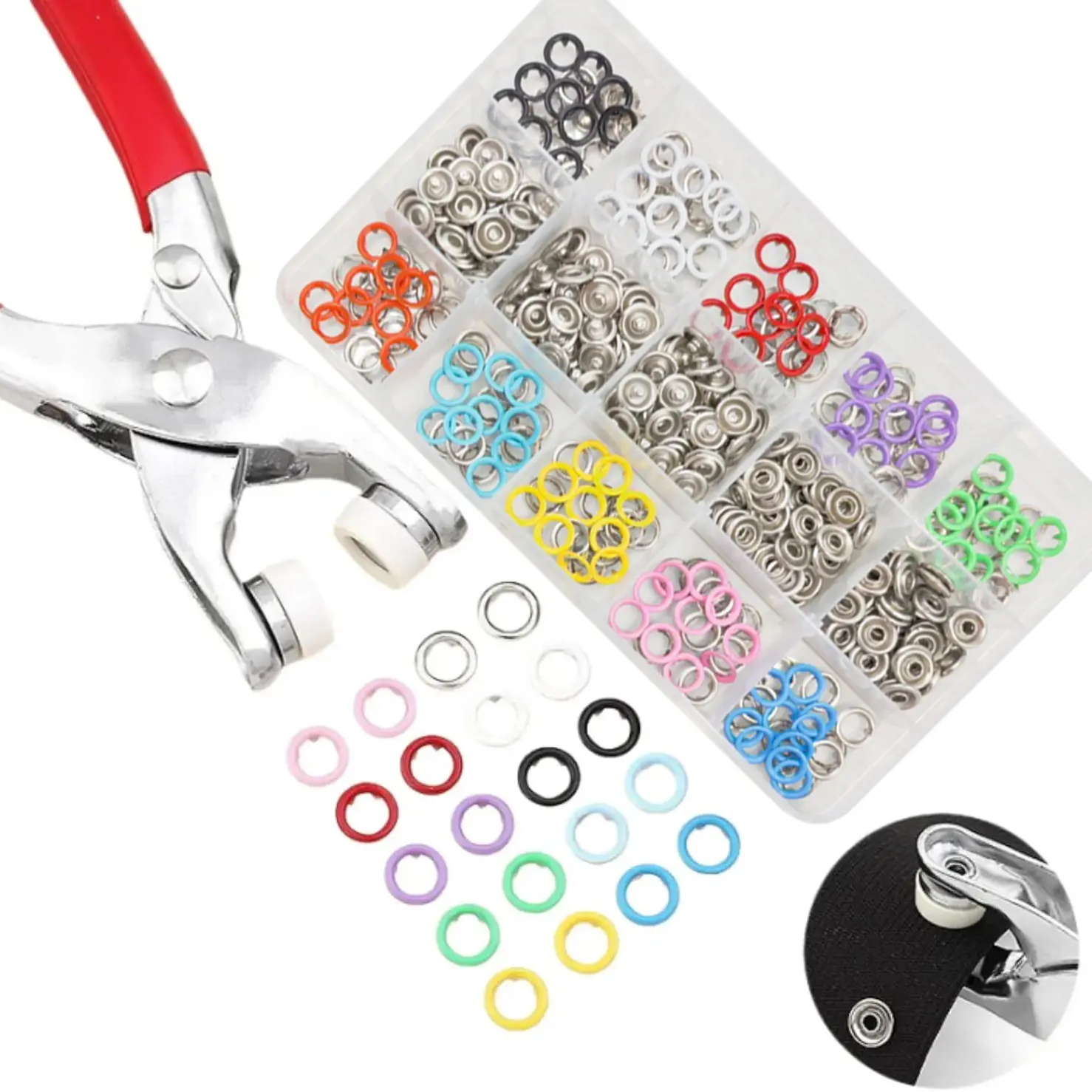 Invisible Colored Metal Buckles & Manual Pressure Pliers, Household Sewing Accessories, DIY Handicraft Kit, Seamless Stitching Tools