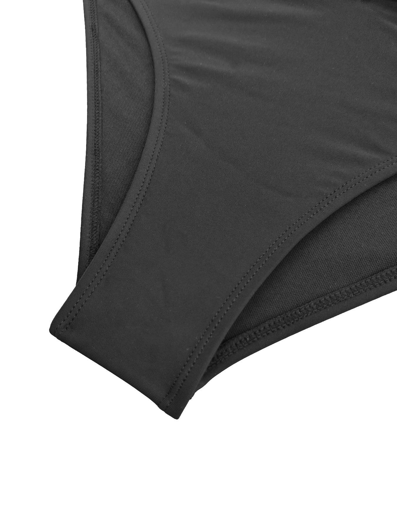 Women's Contrast Binding Bikinis Set, Casual Comfy Scoop Neck Swim Bra & High Waist Swim Panty Two Counts Swimsuit for Summer, Fashion Women's Swimwear for Beach Swimming