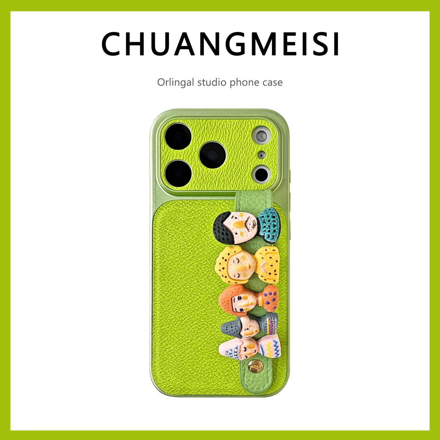 Large Window Premium Lychee Texture Case for iPhone 17 Pro Max 16 15 14 Pro 13, Shockproof Protective Cover