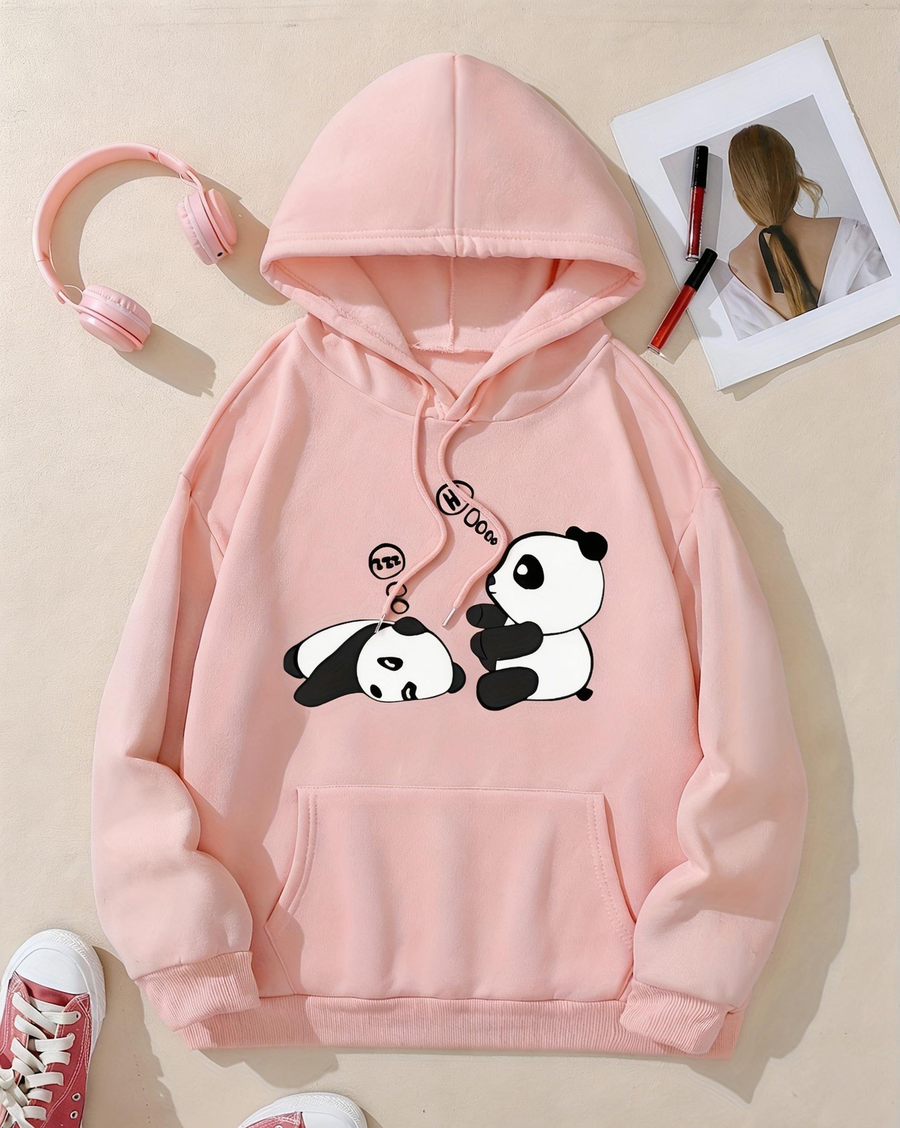 Women's Casual Fashion Hoodie with Sleepy Panda Print
