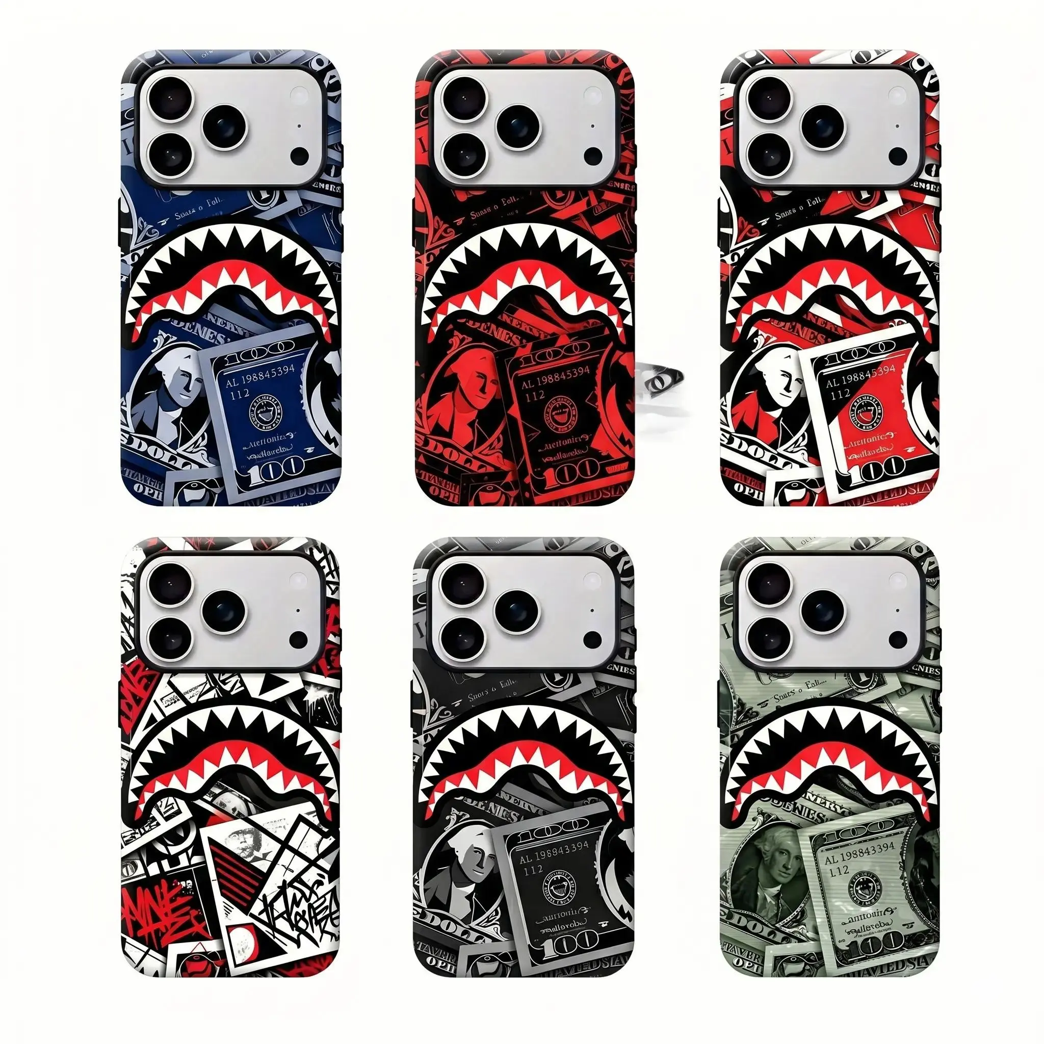 Flex Harder with This Shark Bite Just LeveledUp with This Shark & Money Case Suitable for iPhone 17-11 Pro Max/Plus and  Samsung Galaxy S23-25