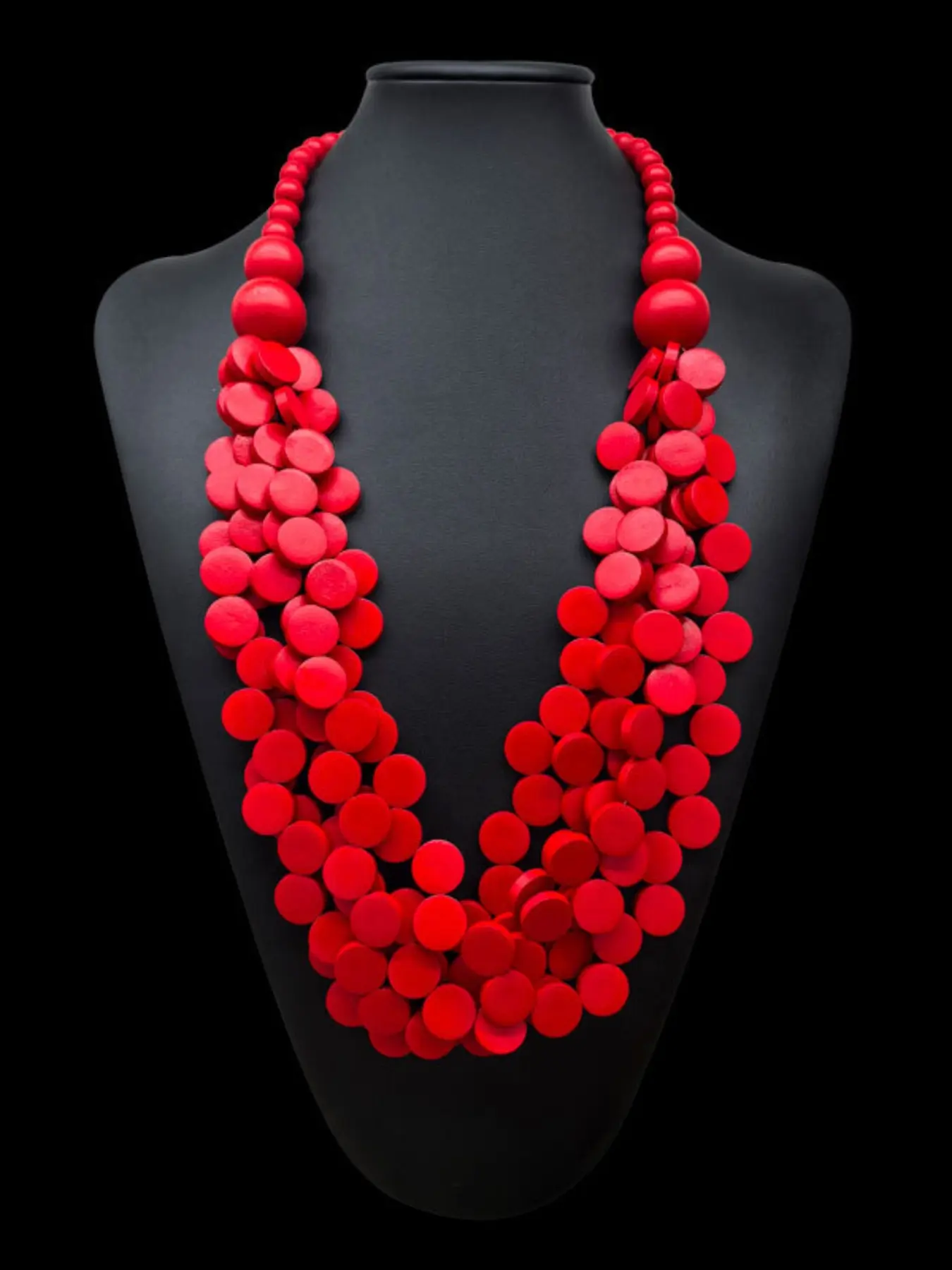 2026 New  Wooden Disc Beaded Bib Necklace, Multi-Color Layered Statement Jewelry, Bold Bohemian Fashion Necklace for Daily & Party Wear