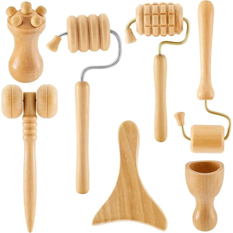 7 in 1 Wood Therapy Massage Tools, Lymphatic Drainage Massager Set