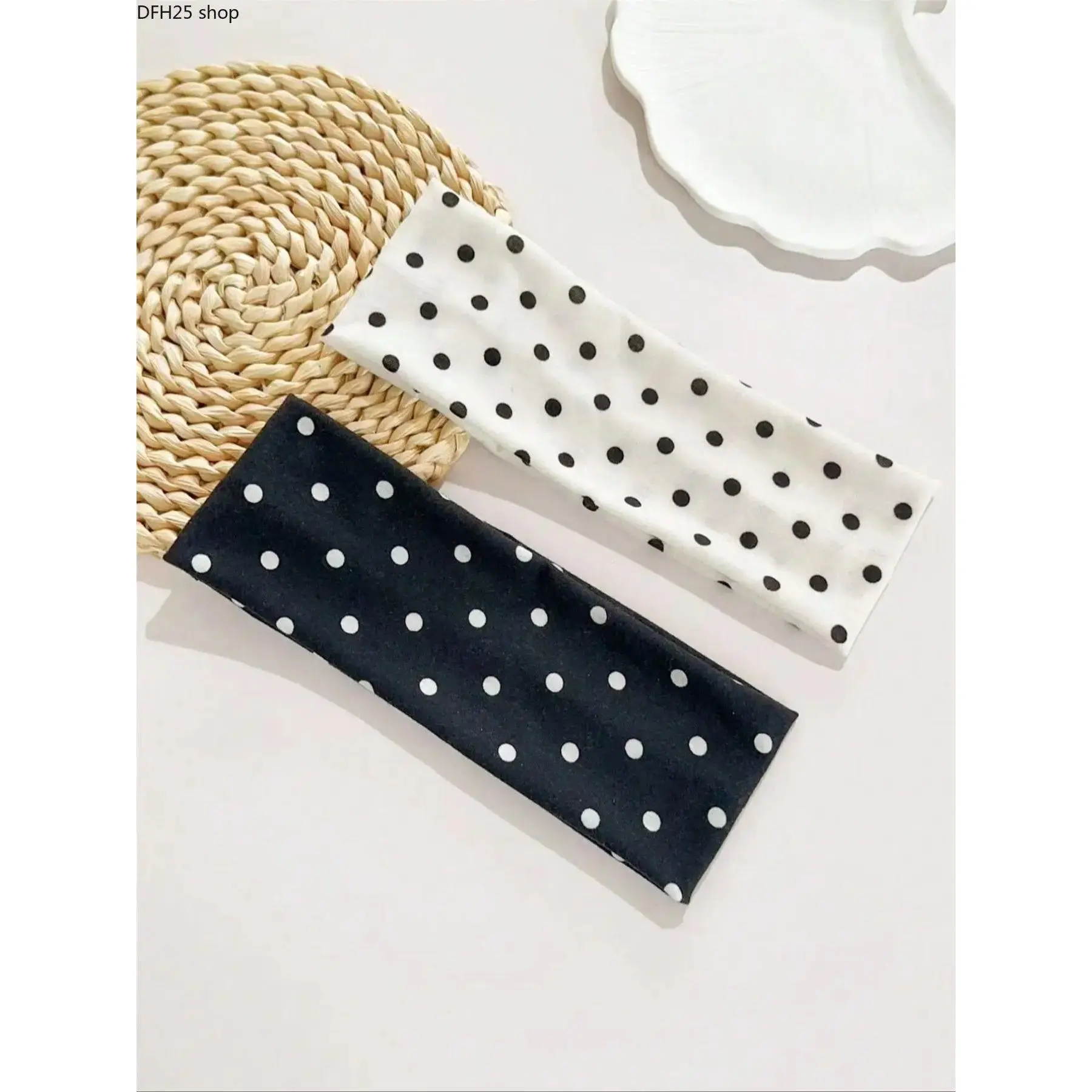 Polka Dot Elastic Headband for Women, Stretch Fabric Hair Accessory, Comfortable Non Slip Head Wrap for Sports and Everyday Wear