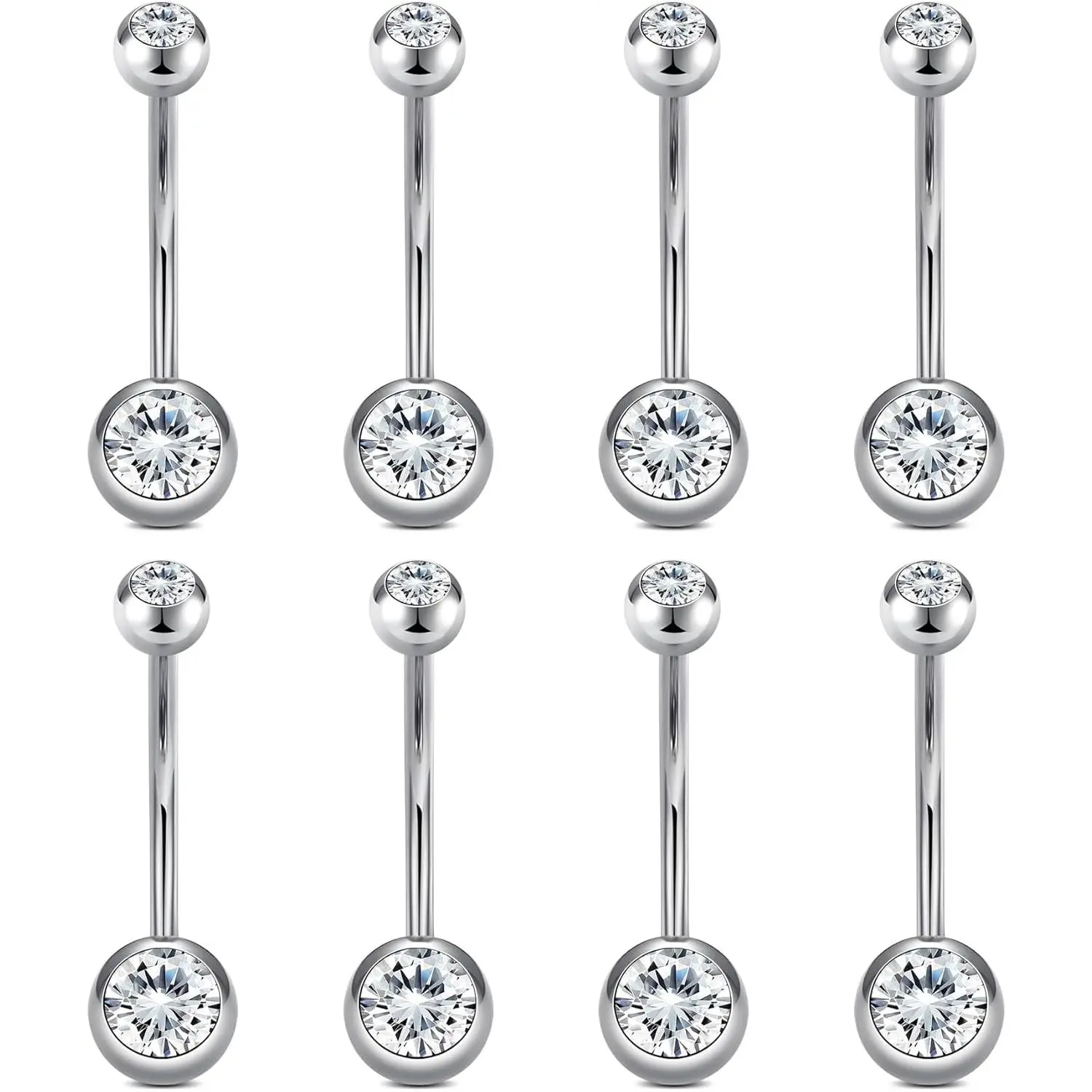 14g Belly Button Ring Belly Button Piercing Belly Rings Surgical Steel Belly Button Rings 6mm 8mm 10mm 12mm 14mm 16mm 18mm Short Long Bar Belly Piercing Jewelry for Women