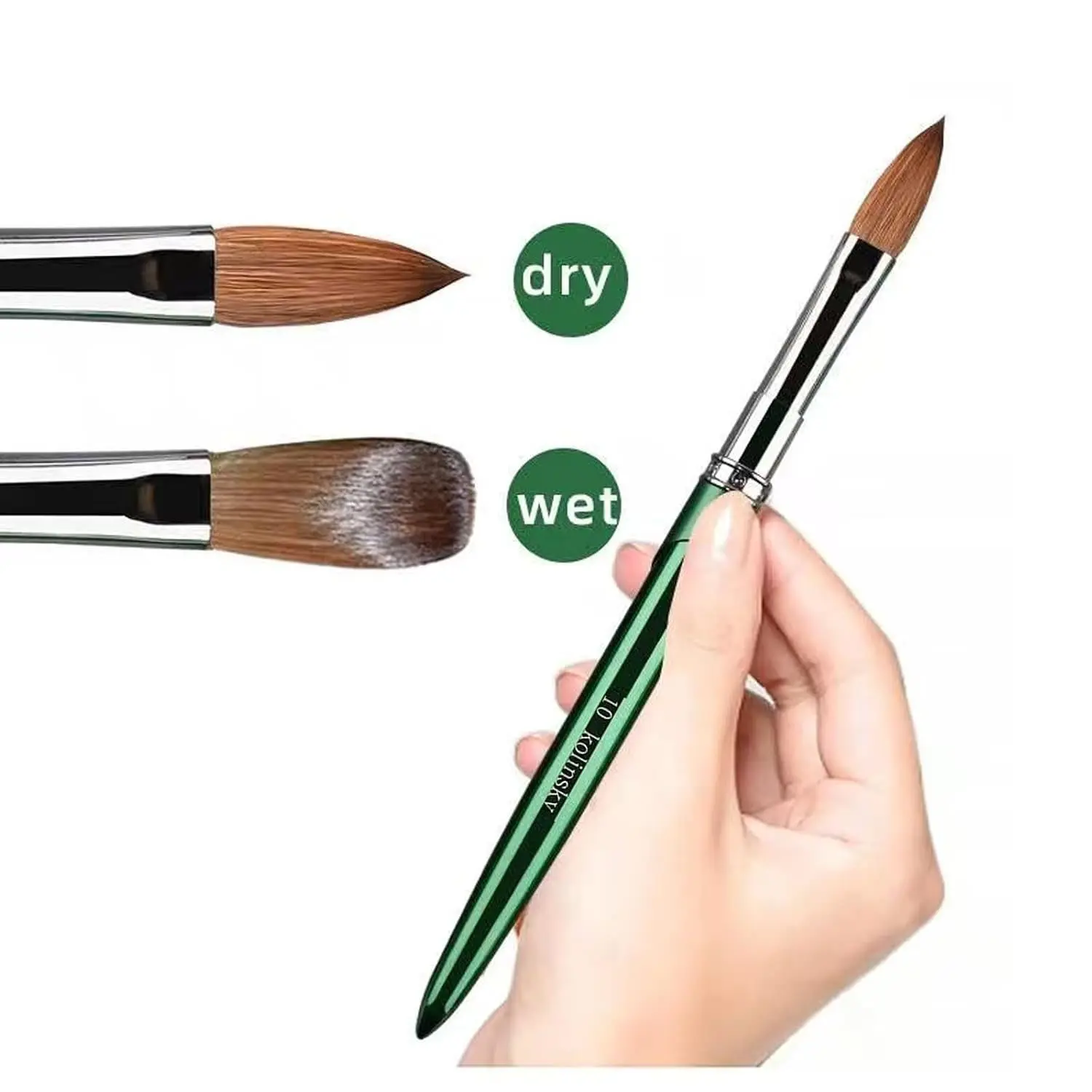 Acrylic Nail Brush – Professional Sable Hair Acrylic Nail Brush Metal Nail Brush for Nail Art, Nail Extensions and Gel, 3D Carving – Salon-Grade Nail Tool, Nail Art Tools